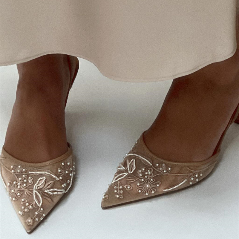 Women Shoes Luxury Brand - Sandal Hak Tinggi Wanita Model Renda