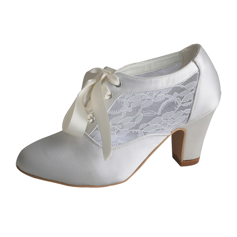 Ribbon Tie Heel - Sepatu Boots Pengantin Hak Blok Kustom