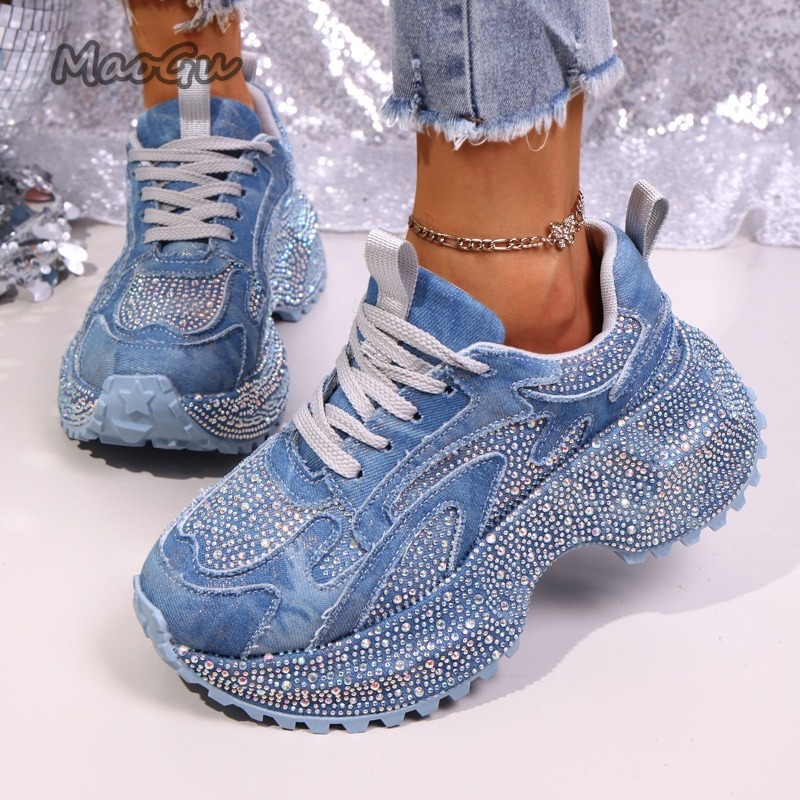 Women'S Shoes Com - Sepatu Sneakers Wanita Bertabur Rhinestone, Sol