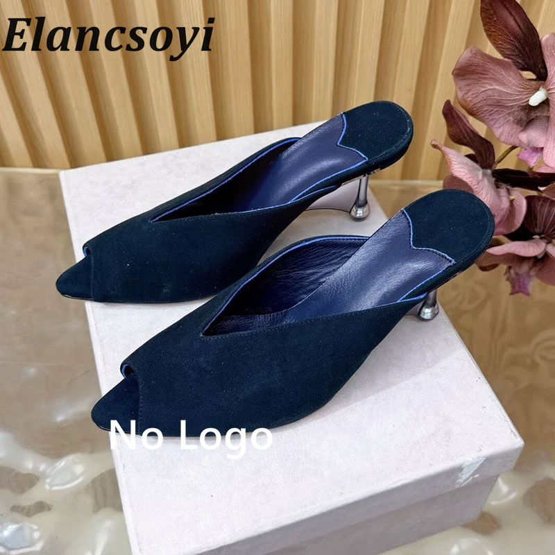 Women Shoes Size 7 - Sandal Wanita Berujung Terbuka Bahan Suede