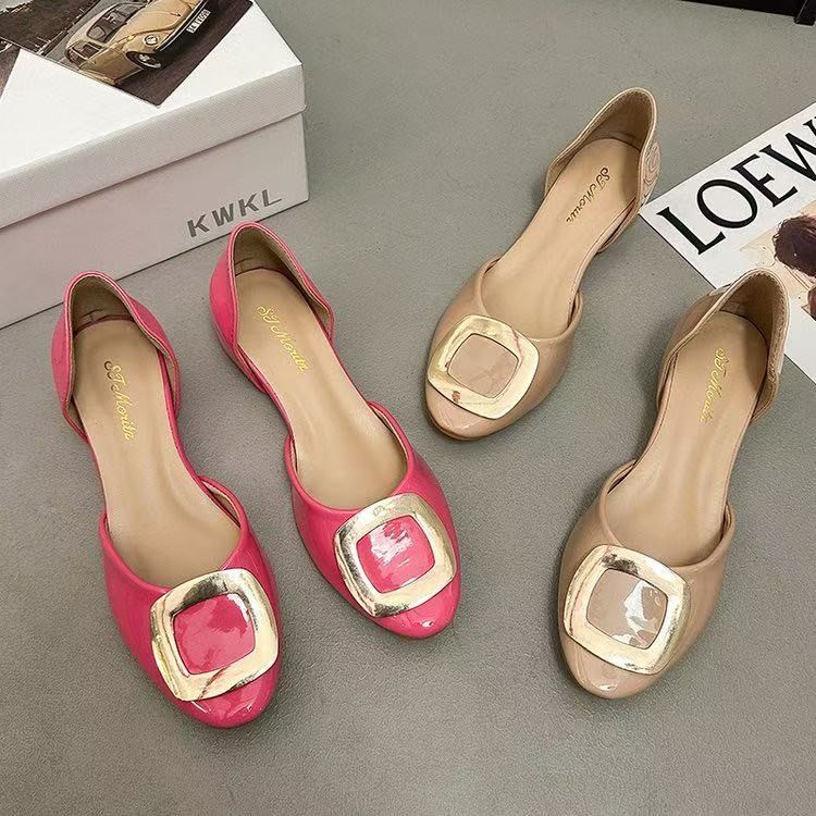 Pointed Toe Flat - Sepatu Wanita Model Buckle Hollow Flat,