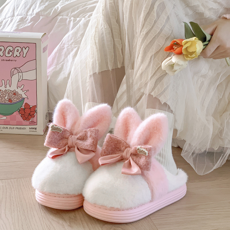 Fluffy Fur Slipper - Sandal Bakiak Bulu Kelinci Palsu Merah