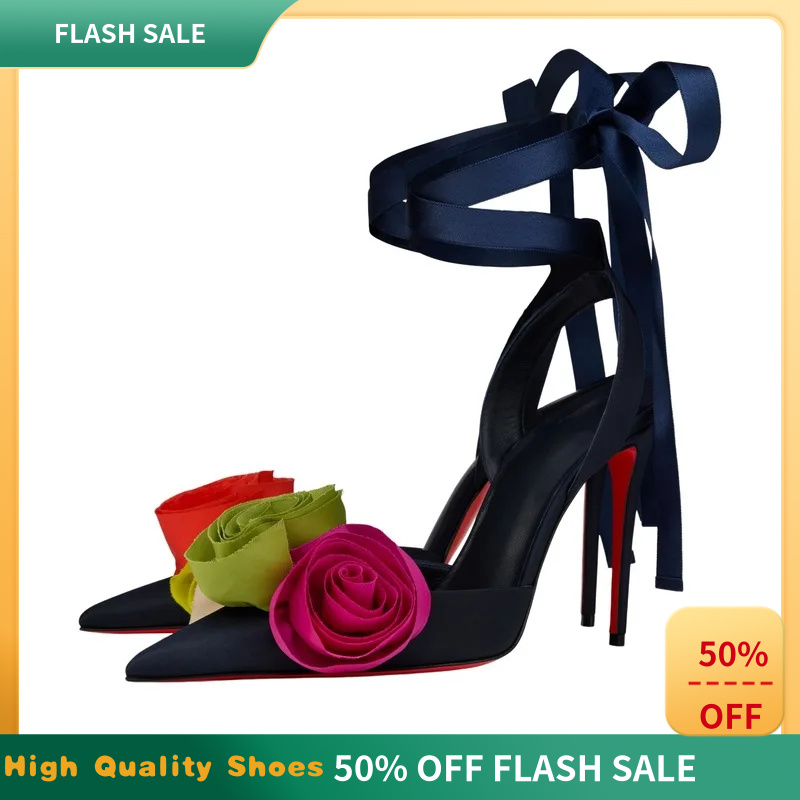 Ribbon Tie Heel - Sepatu Hak Tinggi Wanita Elegan Romantis,