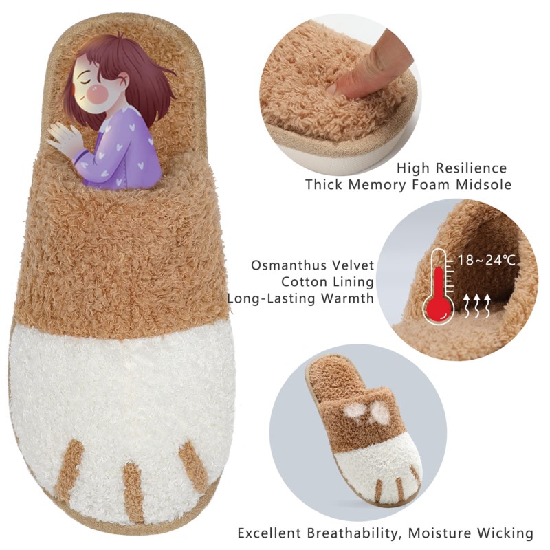 Litfun Sandal Fuzzy Musim Ding - Fluffy Fur Slipper ulasan dan harga