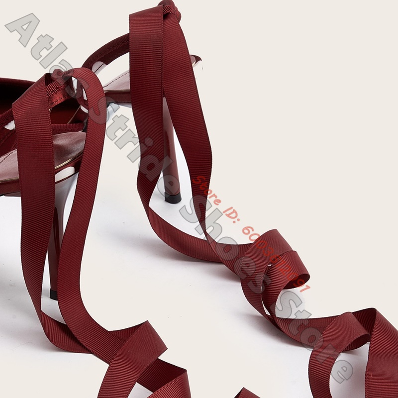 Sepatu hak tinggi satin putih  - Ribbon Tie Heel ulasan dan harga