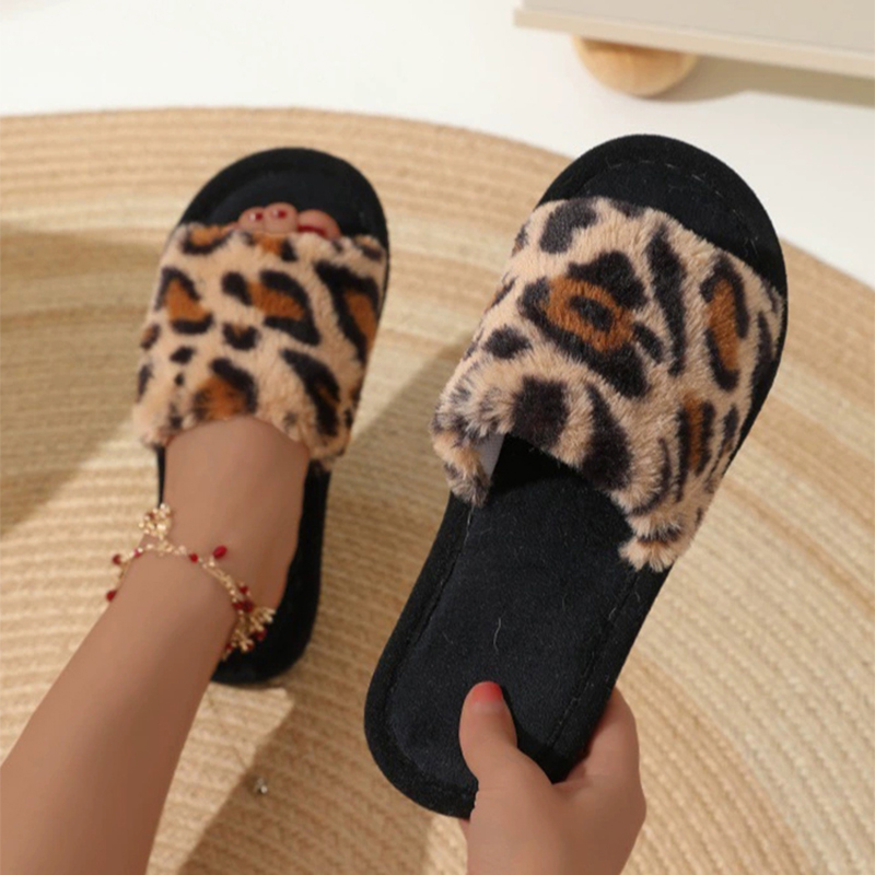 Sandal Rumah Bulu Leopard Vint - Fluffy Fur Slipper ulasan dan harga