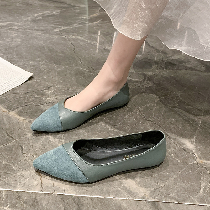 Sepatu kulit hitam polos untuk - Pointed Toe Flat ulasan dan harga