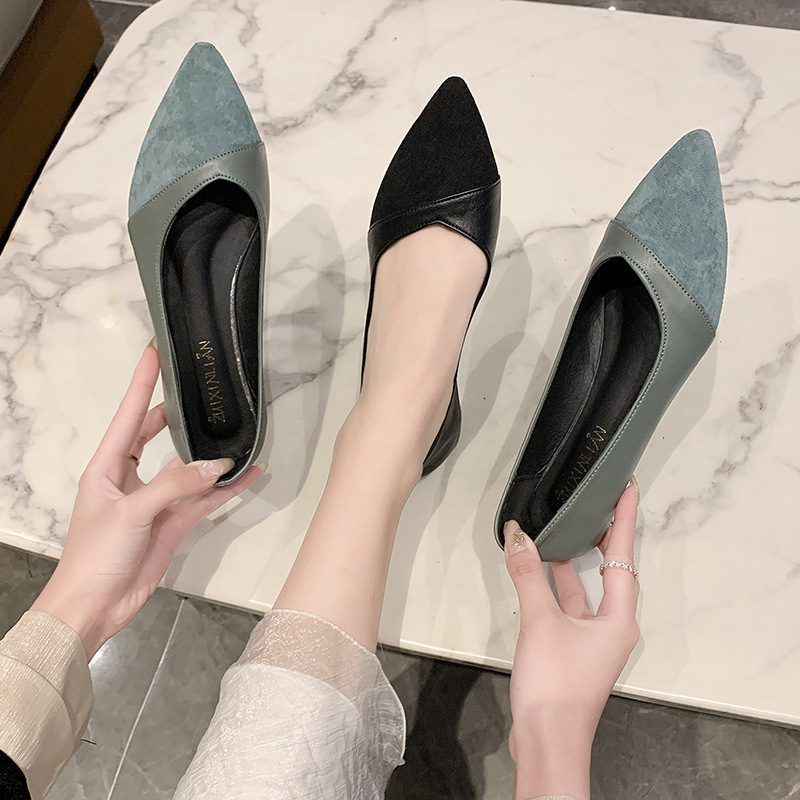 Sepatu kulit hitam polos untuk - Pointed Toe Flat ulasan dan harga