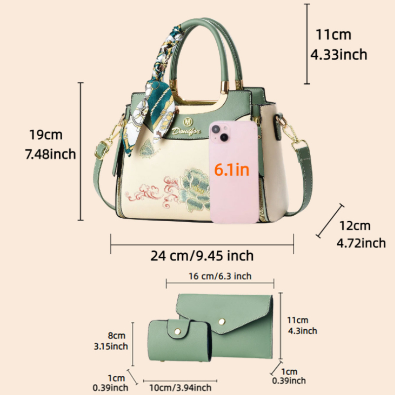 Set tas tangan bordir 3 potong - Women Shoes Zipper ulasan dan harga