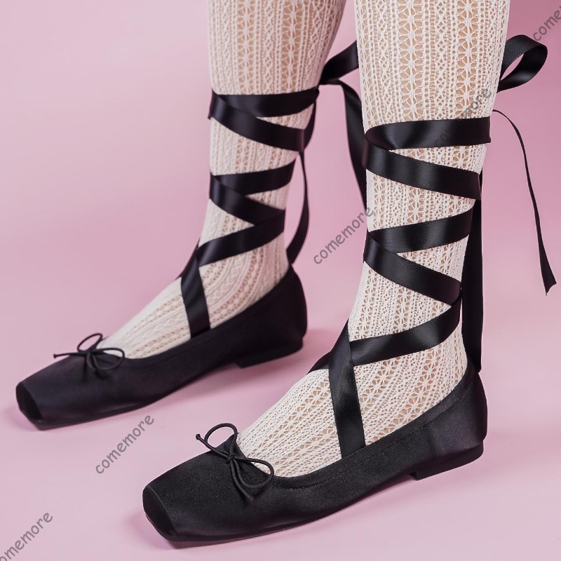Sepatu Flat Balet Wanita denga - Ribbon Tie Heel ulasan dan harga