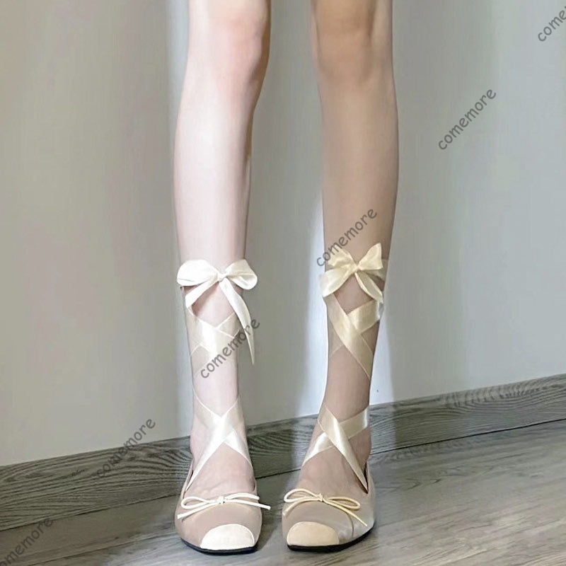 Sepatu Flat Balet Wanita denga - Ribbon Tie Heel ulasan dan harga