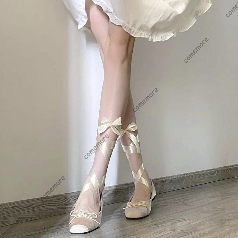 Sepatu Flat Balet Wanita denga - Ribbon Tie Heel ulasan dan harga